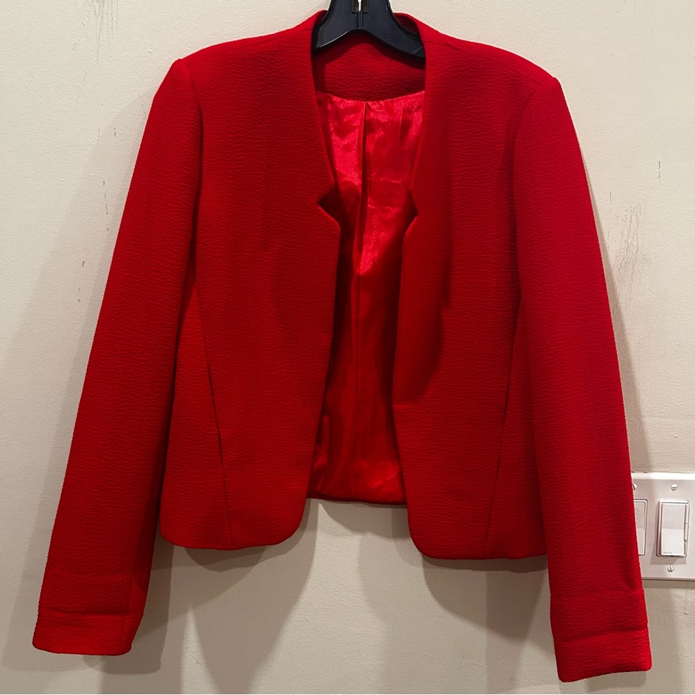 Forever 21 Red Cropped Blazer with Cutouts Size: S Business Casual